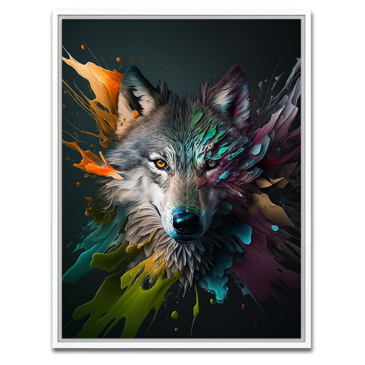 AUTO-MOCKUP WHITE | Wolf Portrait | 1 Piece | White Framed Canvas | group=3x4