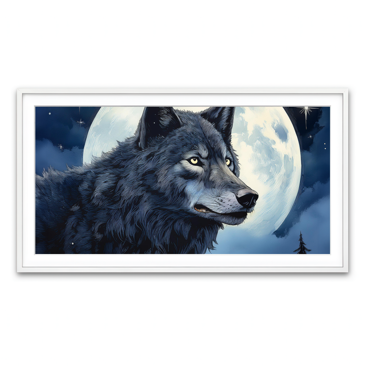 Framed Print 2x1 White