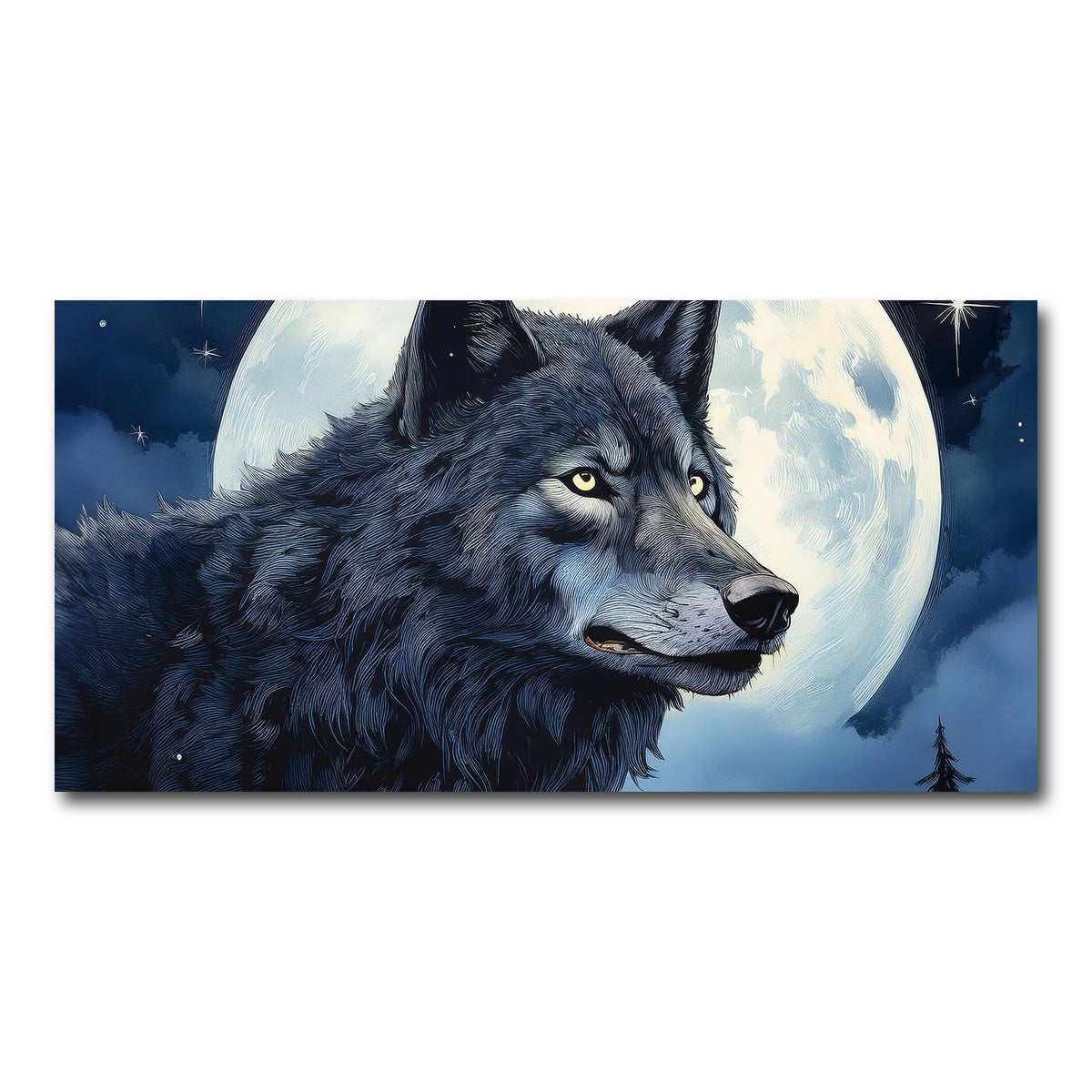 AUTO-MOCKUP WHITE | Wolf in the Moonlight | 1 Piece | Gallery Wrap Canvas | group=2x1