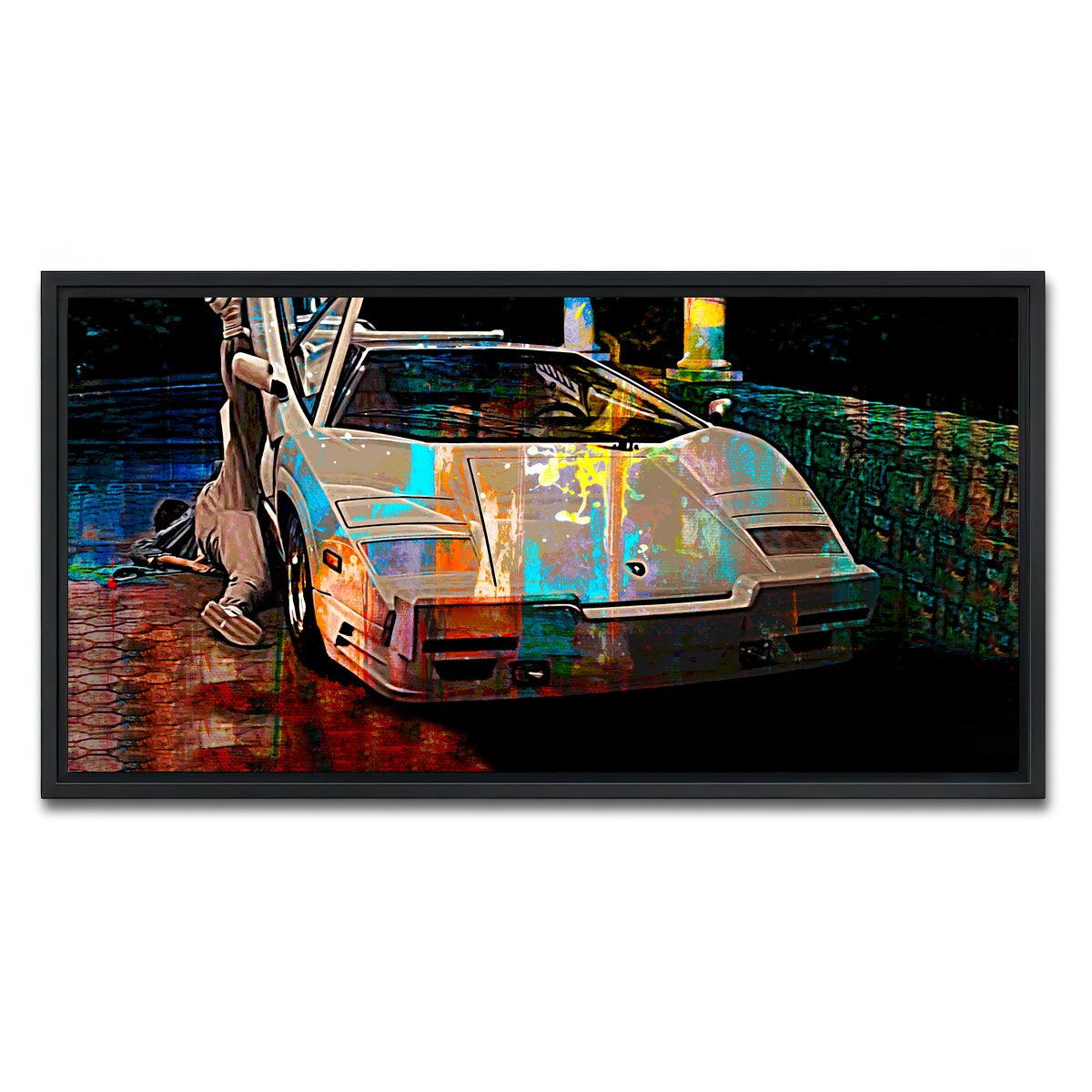 AUTO-MOCKUP WHITE | Wolf of Wall Street Lamborghini | 1 Piece | Black Framed Canvas | group=2x1