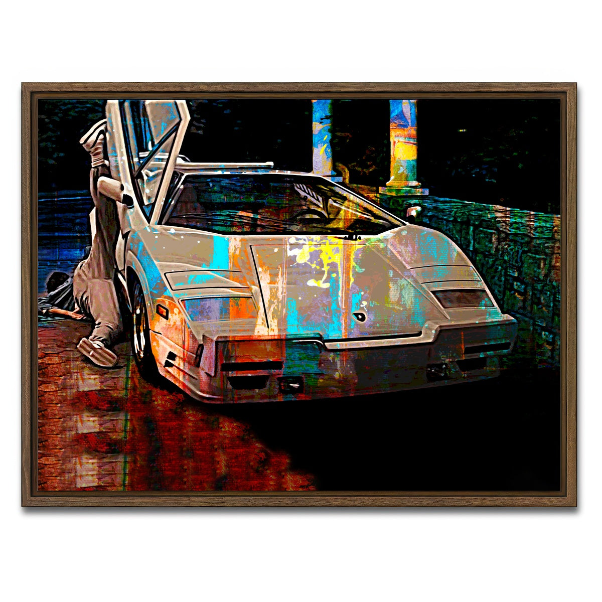 AUTO-MOCKUP WHITE | Wolf of Wall Street Lamborghini | 1 Piece | Walnut Framed Canvas | group=4x3