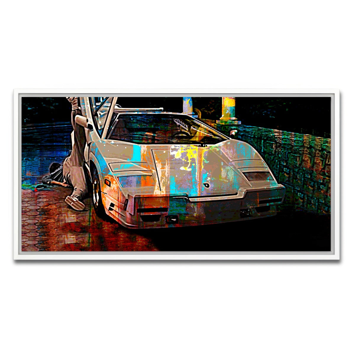 AUTO-MOCKUP WHITE | Wolf of Wall Street Lamborghini | 1 Piece | White Framed Canvas | group=2x1