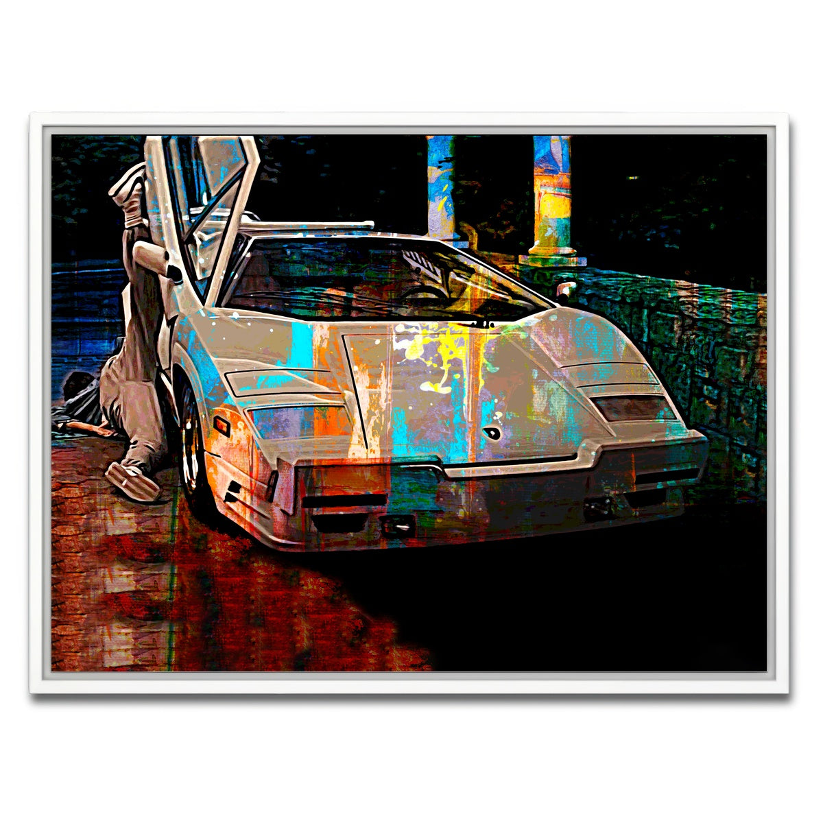 AUTO-MOCKUP WHITE | Wolf of Wall Street Lamborghini | 1 Piece | White Framed Canvas | group=4x3