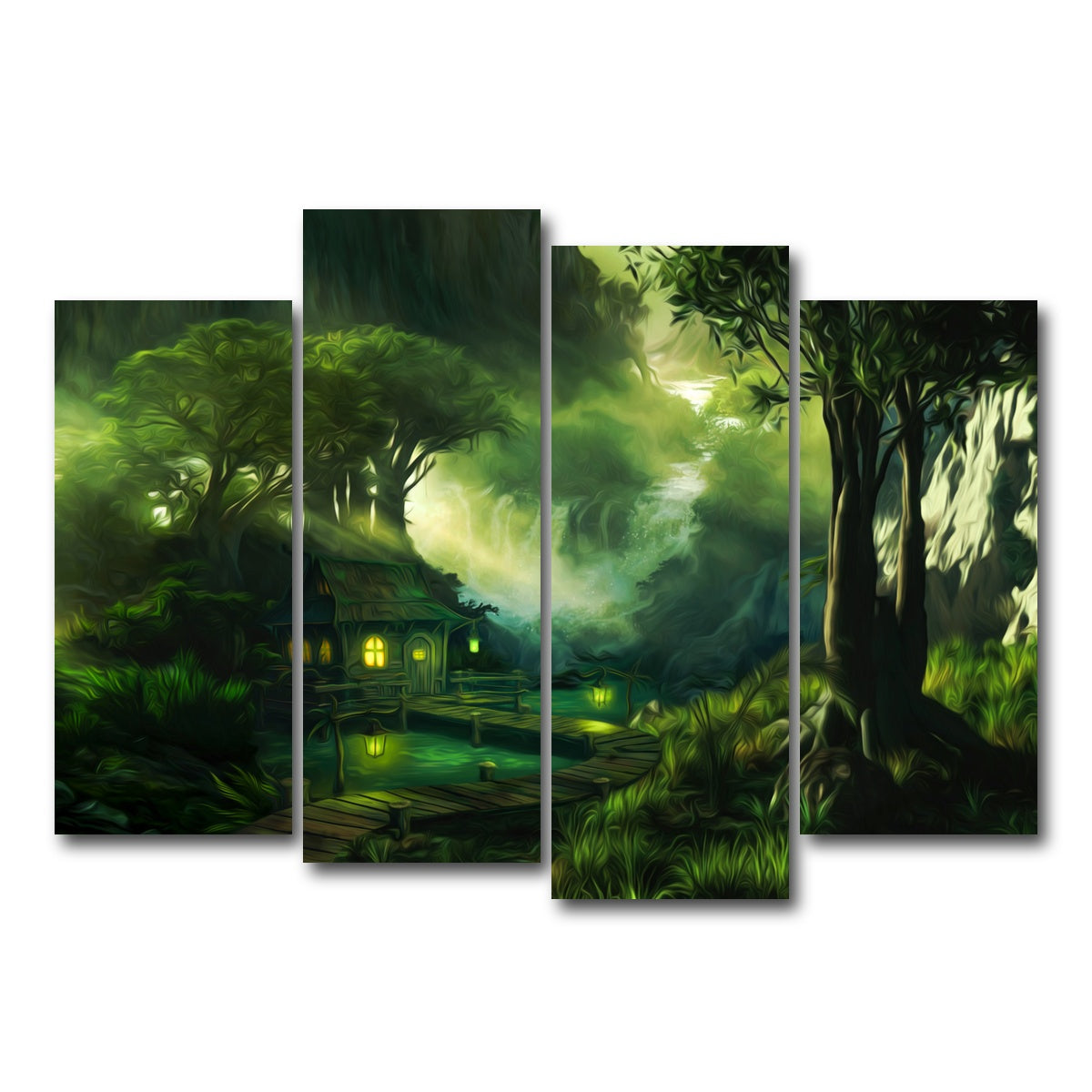 AUTO-MOCKUP WHITE | Woodland Cottage | 4 Piece | Gallery Wrap Canvas | group=4_normal