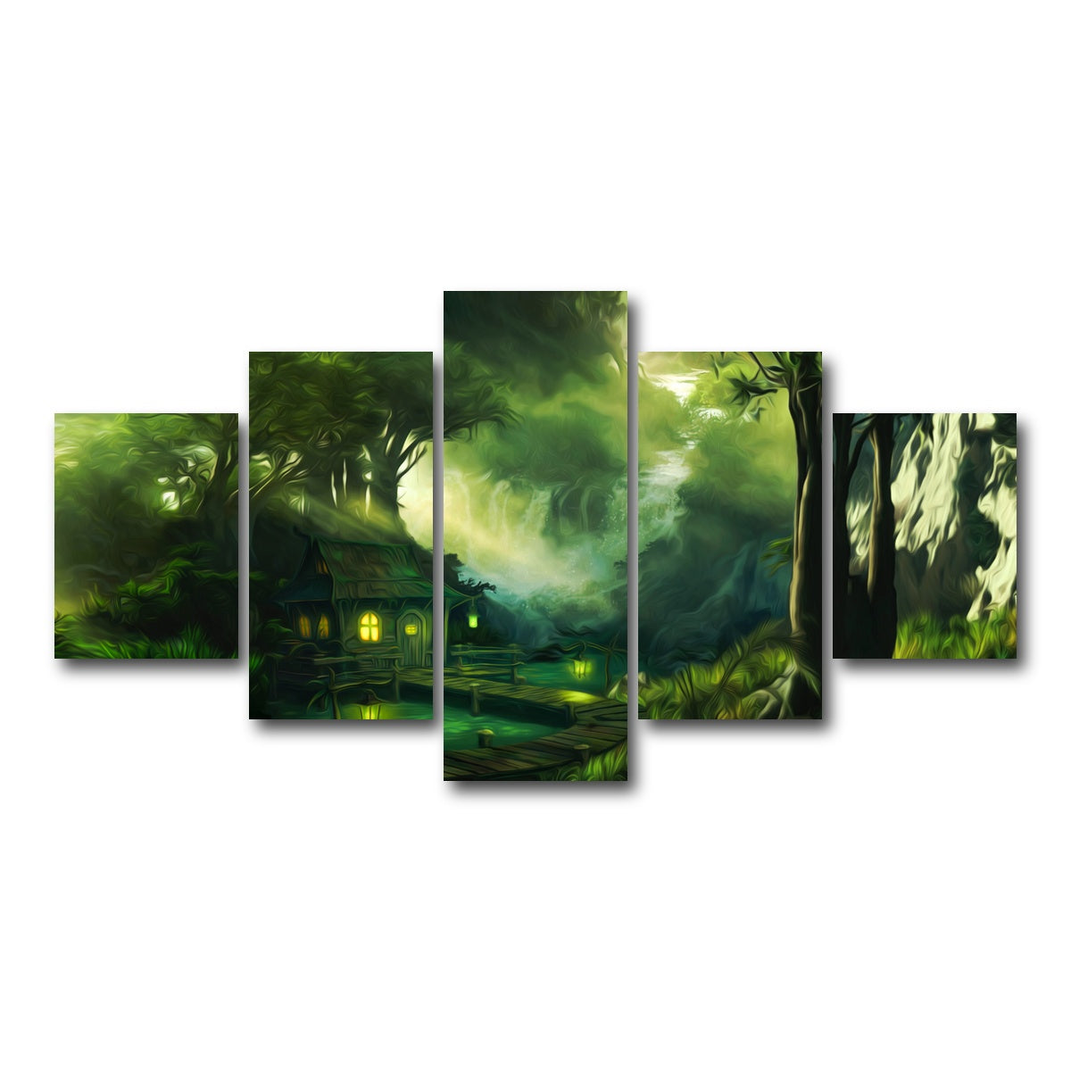 AUTO-MOCKUP WHITE | Woodland Cottage | 5 Piece | Gallery Wrap Canvas | group=5_short
