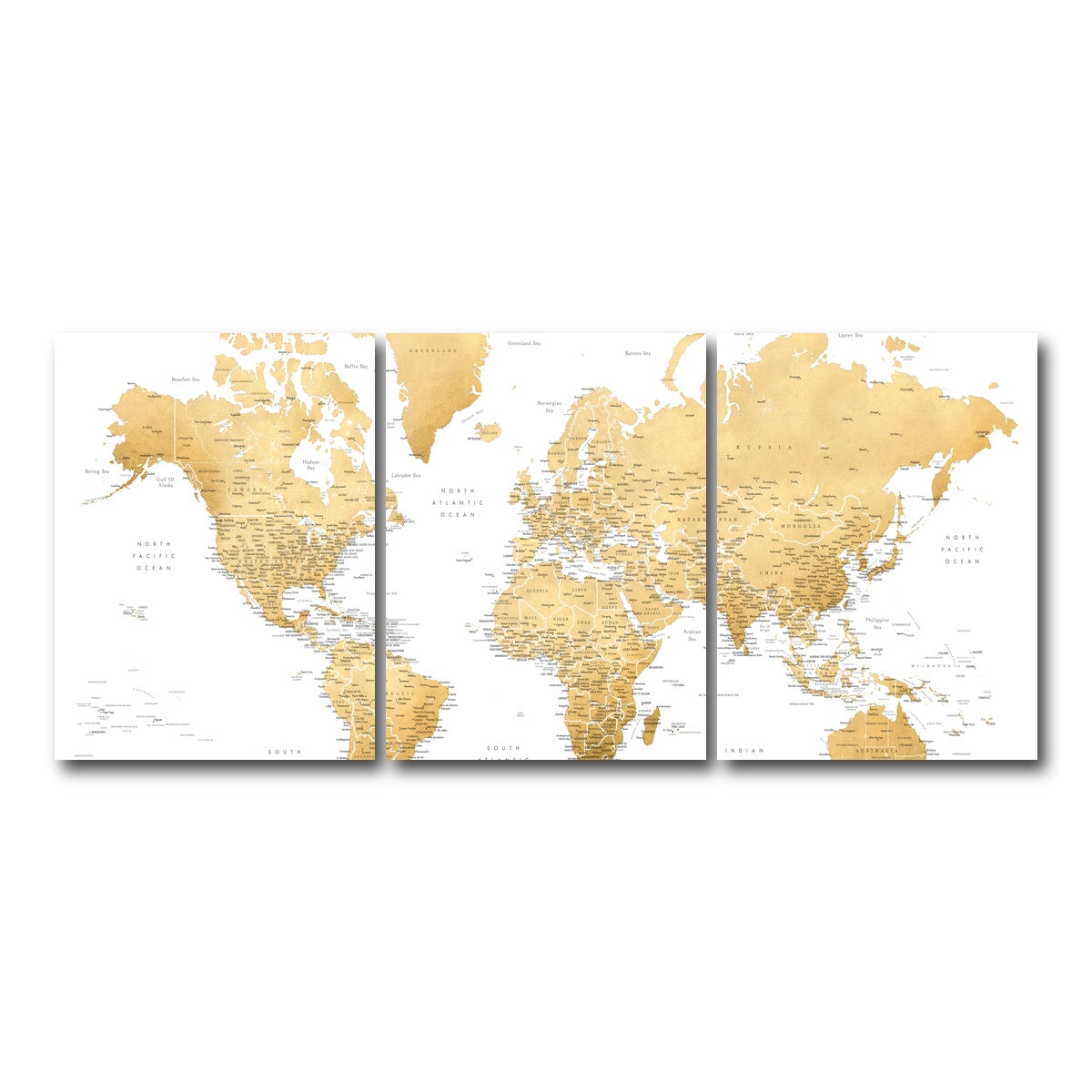 AUTO-MOCKUP WHITE | World Map 10 | 3 Piece | Gallery Wrap Canvas | group=18x24