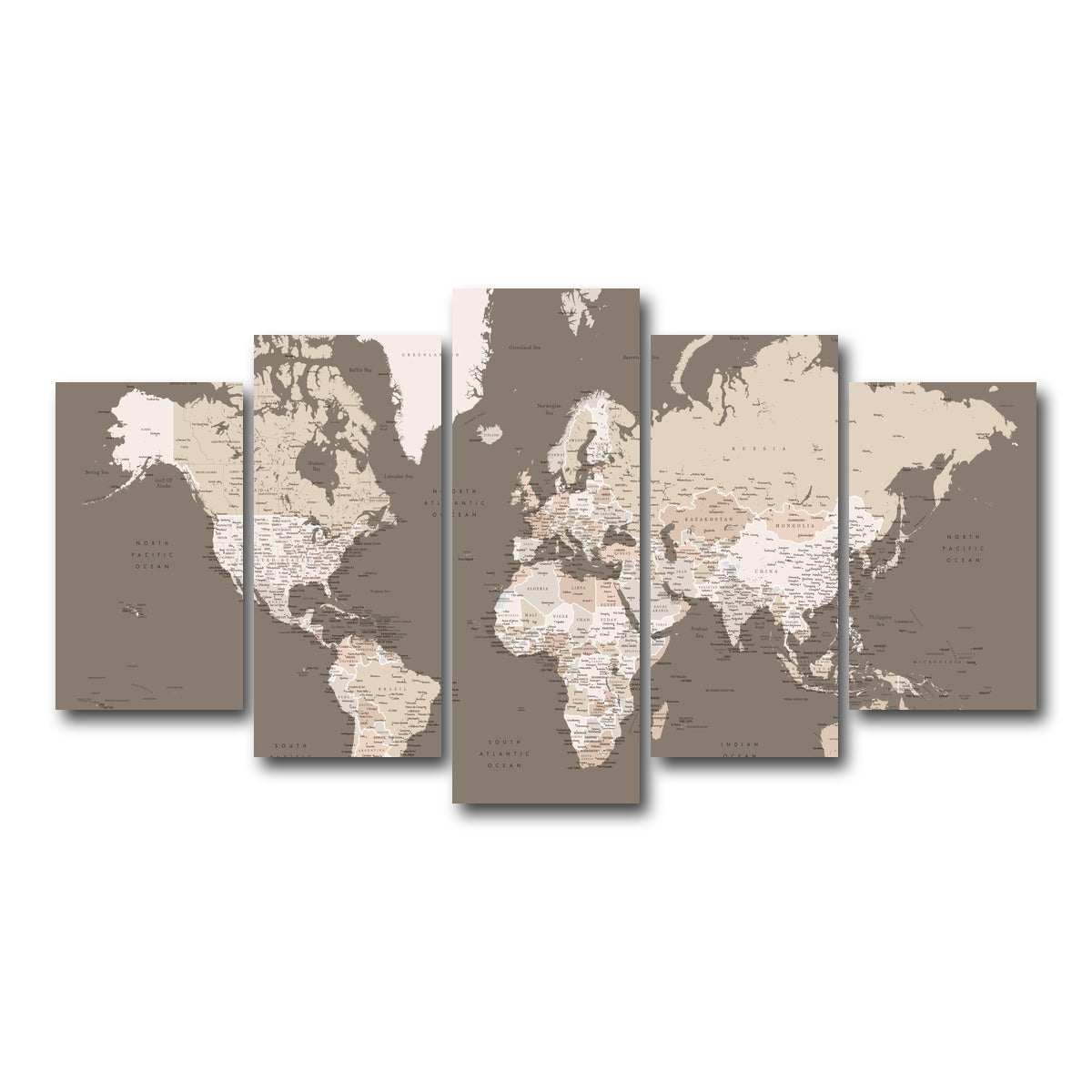 AUTO-MOCKUP WHITE | World Map 11 | 5 Piece | Gallery Wrap Canvas | group=5_normal