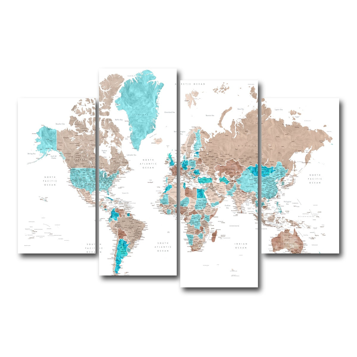AUTO-MOCKUP WHITE | World Map 12 | 4 Piece | Gallery Wrap Canvas | group=4_short