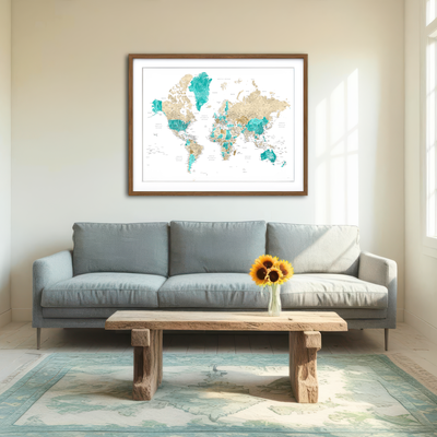AUTO-MOCKUP ROOM | World Map 13 Wall Art