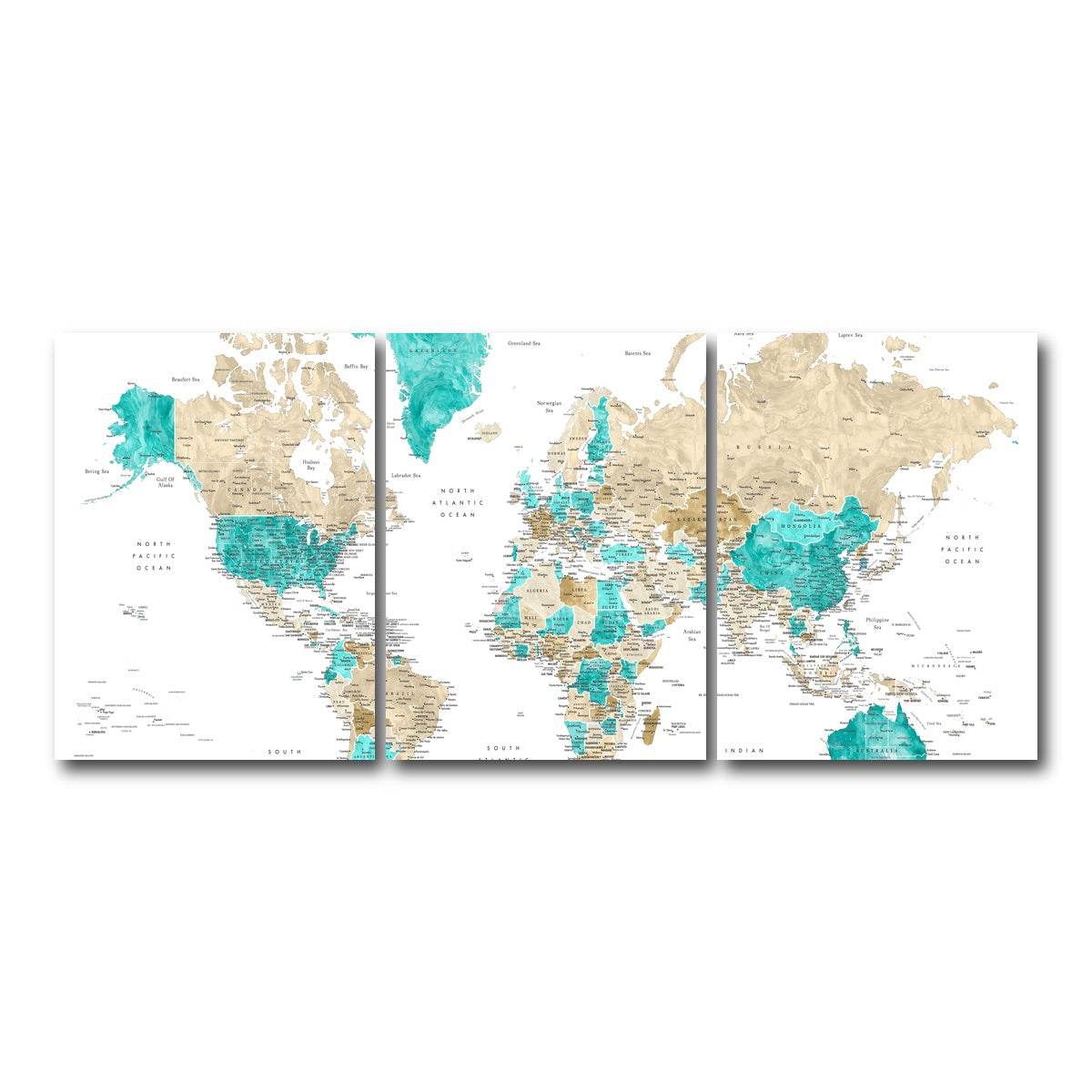 AUTO-MOCKUP WHITE | World Map 13 | 3 Piece | Gallery Wrap Canvas | group=18x24