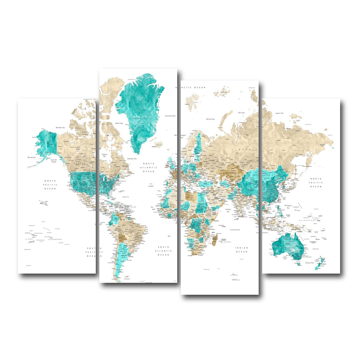 AUTO-MOCKUP WHITE | World Map 13 | 4 Piece | Gallery Wrap Canvas | group=4_normal