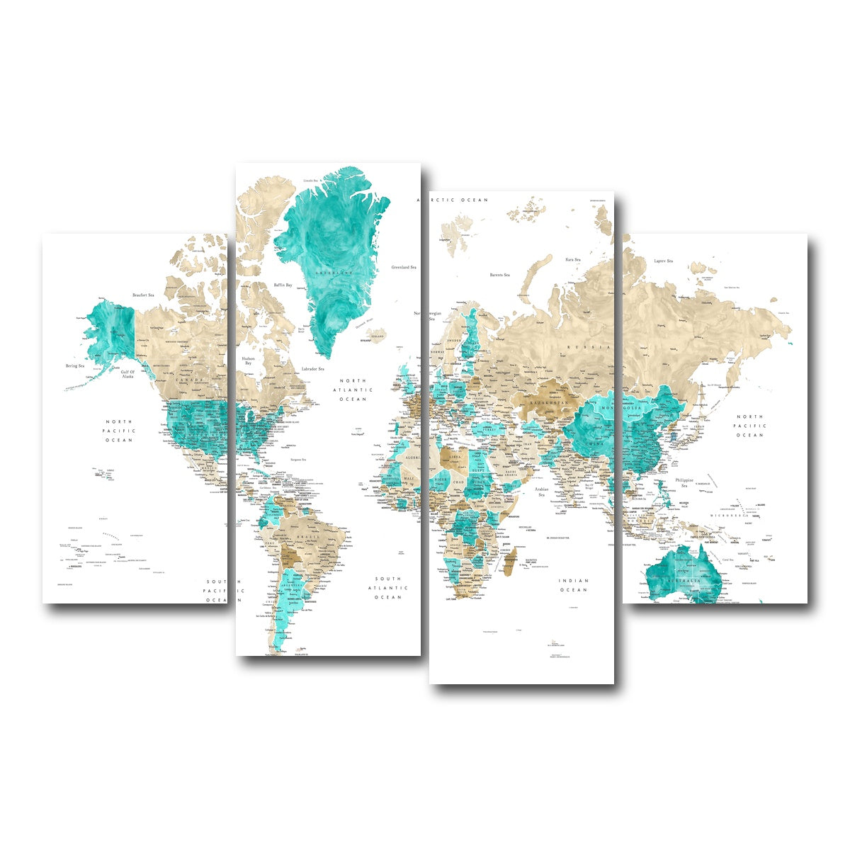 AUTO-MOCKUP WHITE | World Map 13 | 4 Piece | Gallery Wrap Canvas | group=4_short