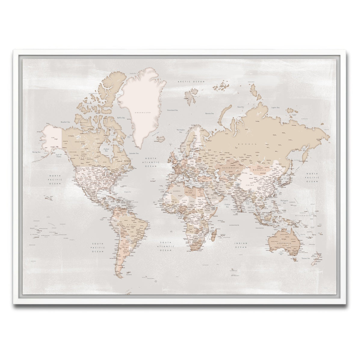 AUTO-MOCKUP WHITE | World Map 14 | 1 Piece | White Framed Canvas | group=4x3