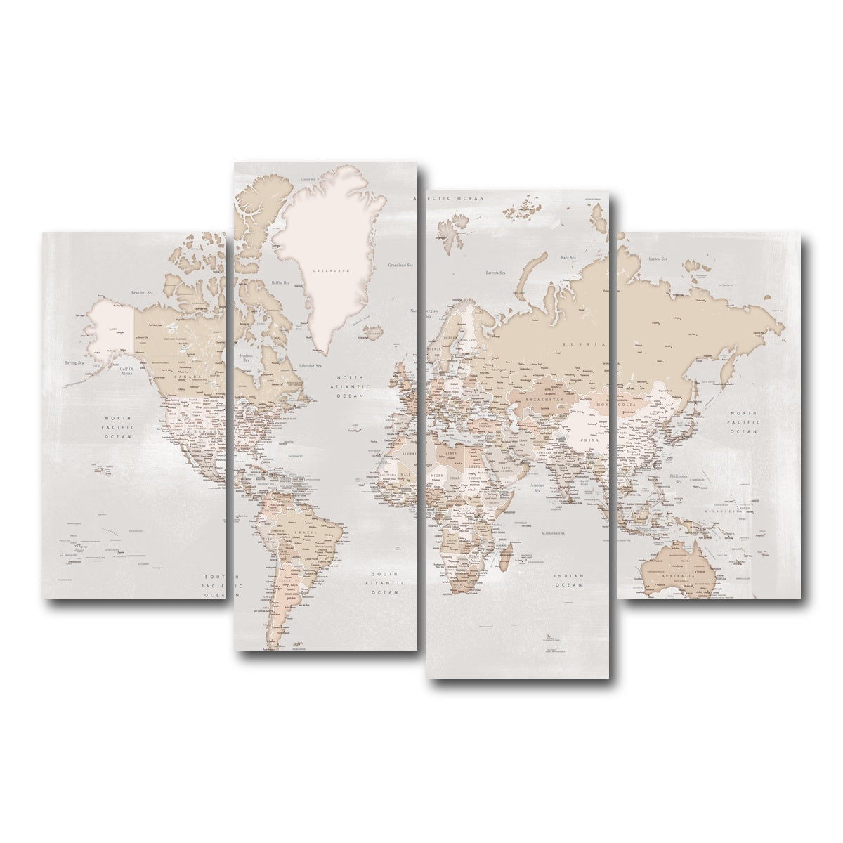 AUTO-MOCKUP WHITE | World Map 14 | 4 Piece | Gallery Wrap Canvas | group=4_short