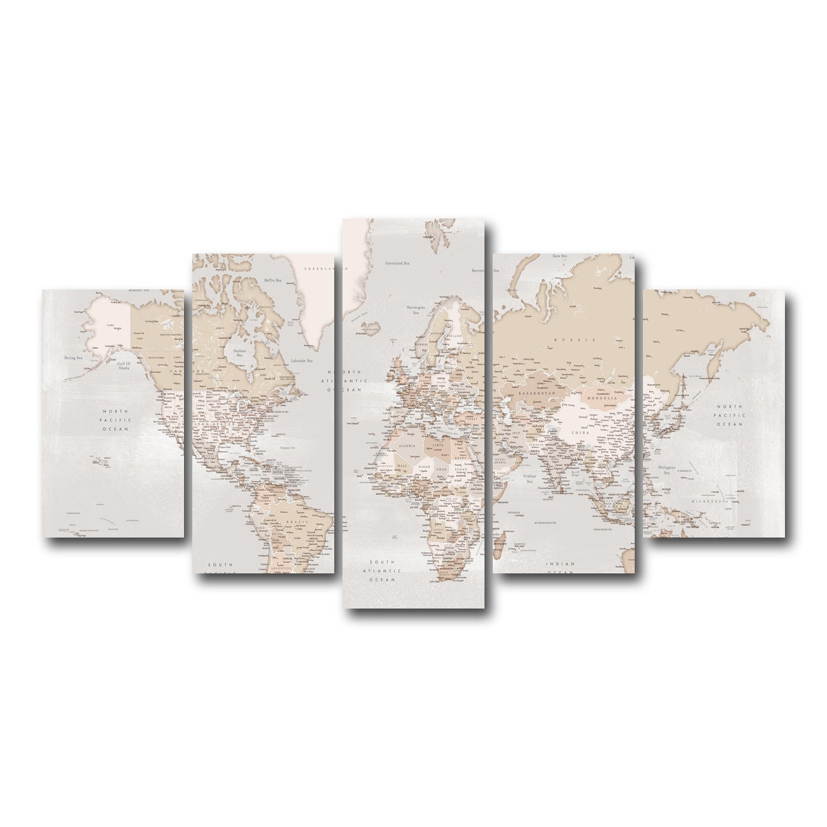 AUTO-MOCKUP WHITE | World Map 14 | 5 Piece | Gallery Wrap Canvas | group=5_normal