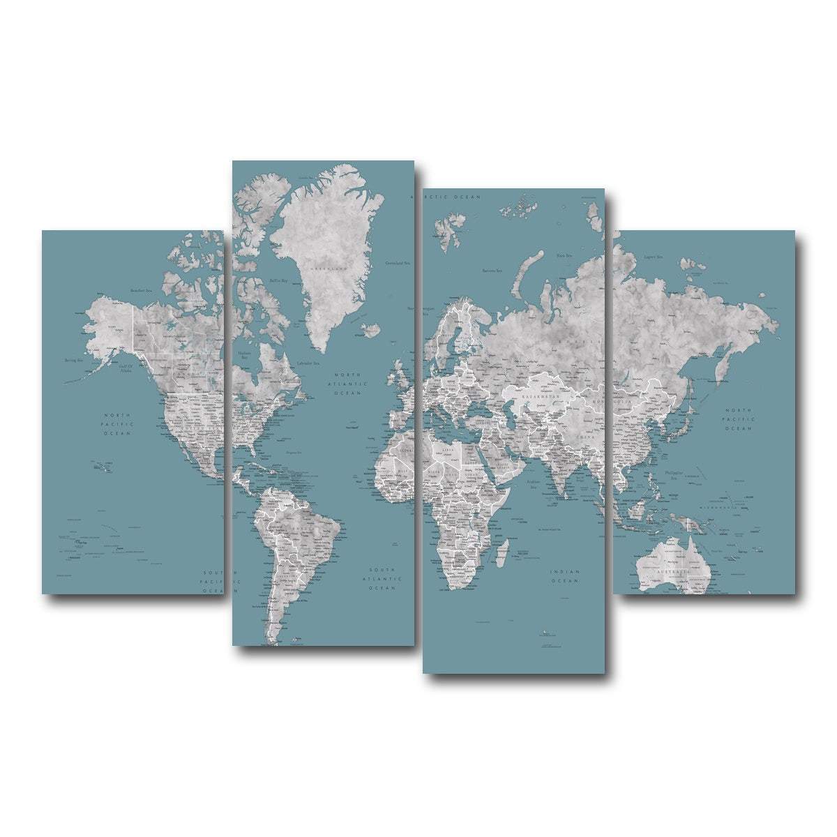 AUTO-MOCKUP WHITE | World Map 15 | 4 Piece | Gallery Wrap Canvas | group=4_short