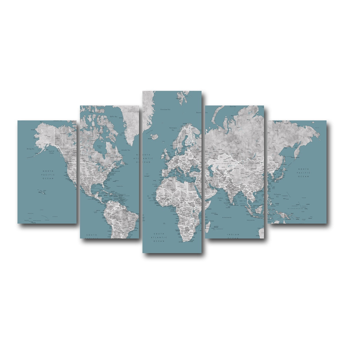 AUTO-MOCKUP WHITE | World Map 15 | 5 Piece | Gallery Wrap Canvas | group=5_normal