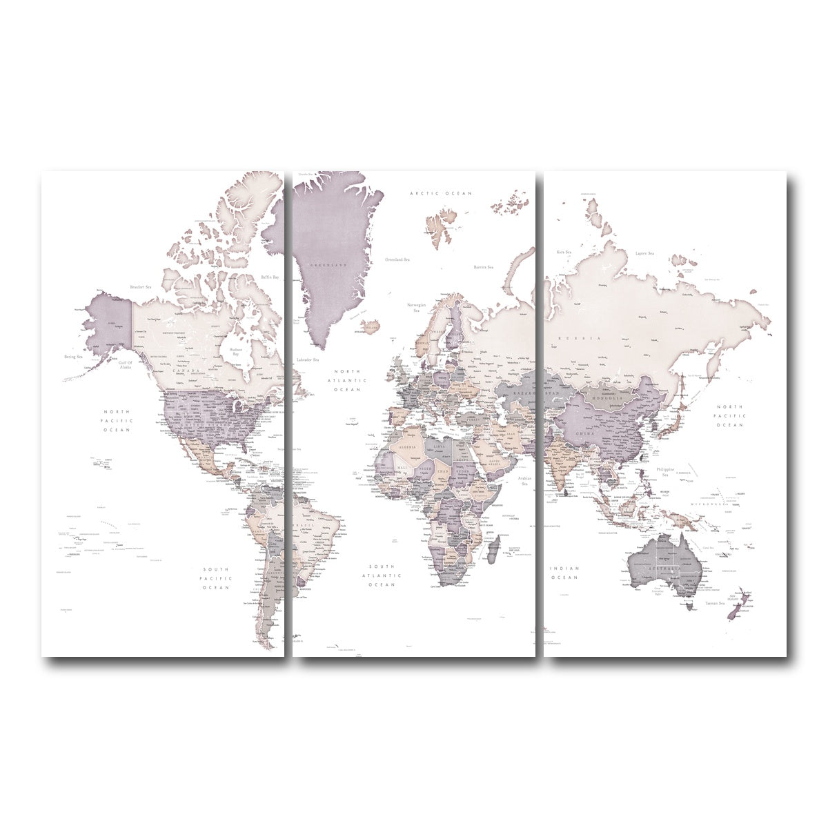 AUTO-MOCKUP WHITE | World Map 16 | 3 Piece | Gallery Wrap Canvas | group=12x24
