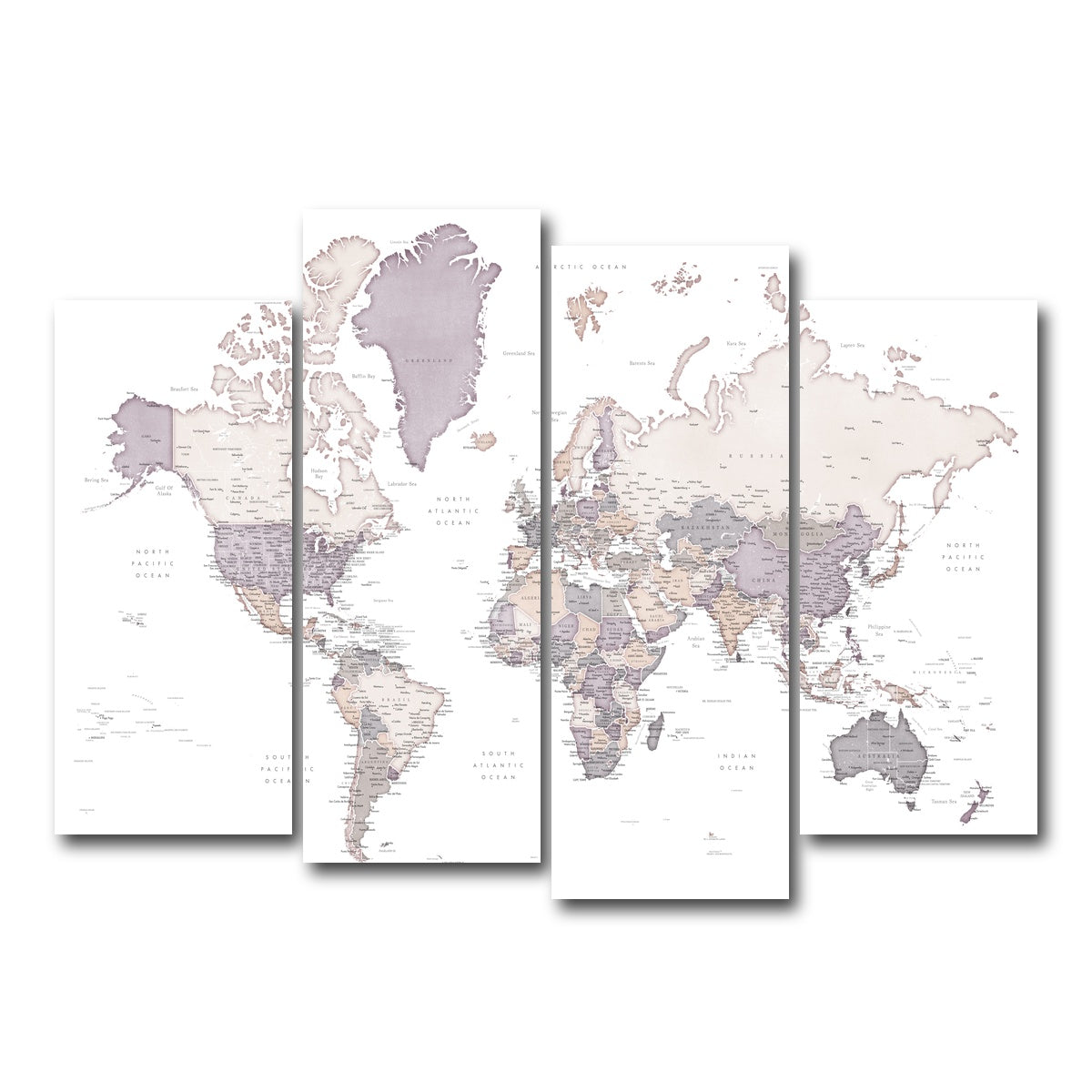 AUTO-MOCKUP WHITE | World Map 16 | 4 Piece | Gallery Wrap Canvas | group=4_normal