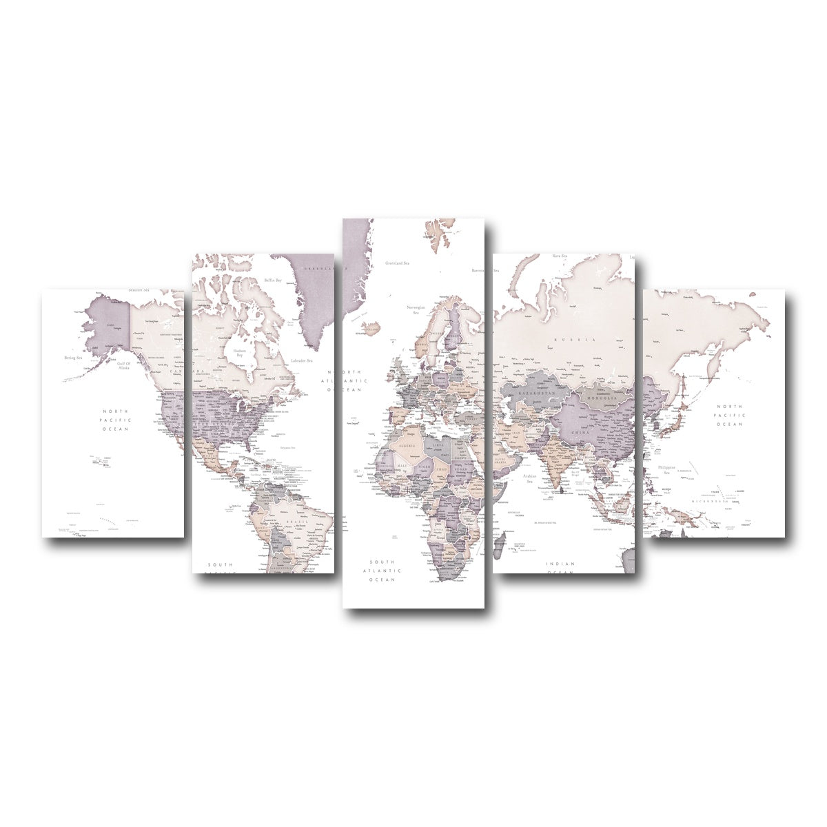 AUTO-MOCKUP WHITE | World Map 16 | 5 Piece | Gallery Wrap Canvas | group=5_normal