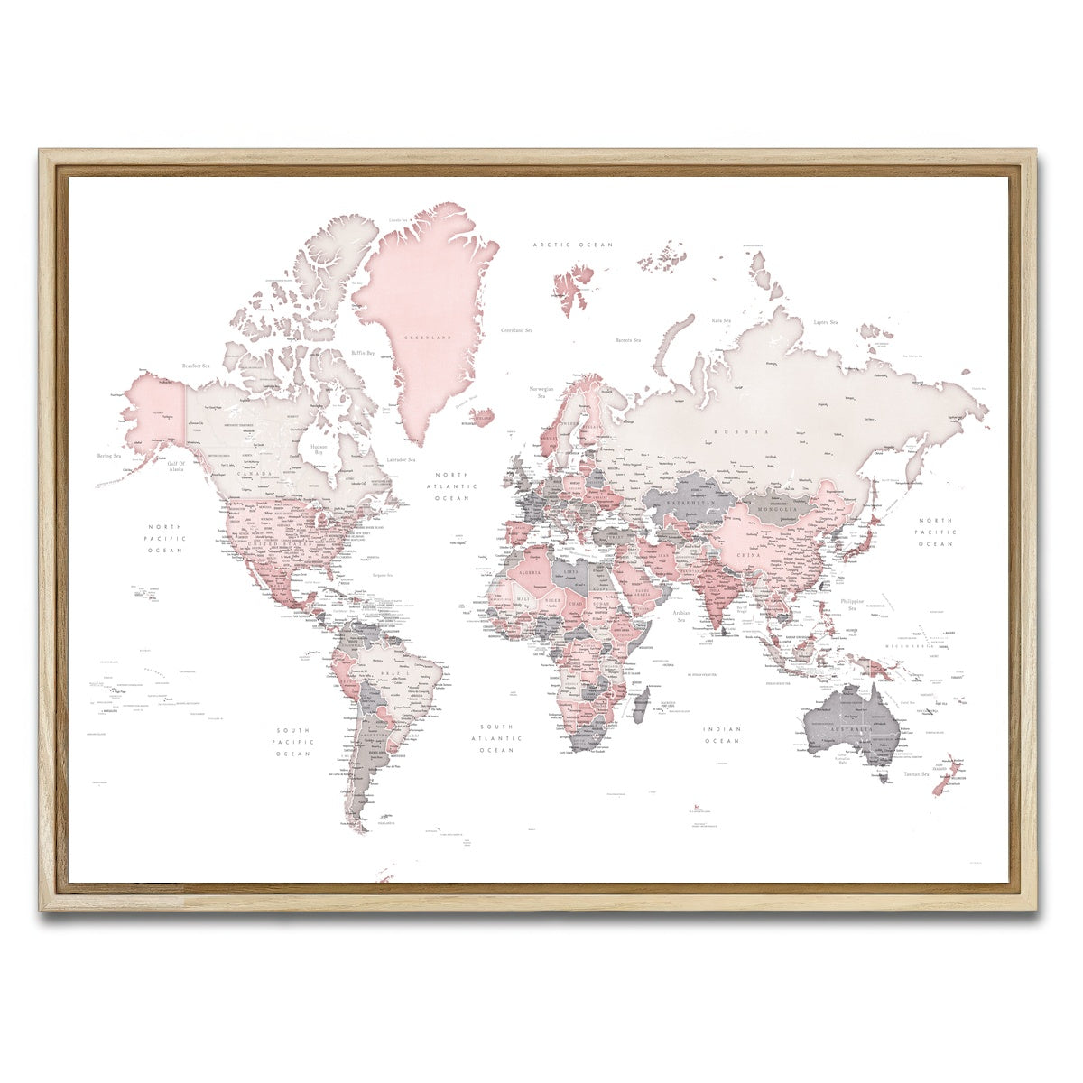 AUTO-MOCKUP WHITE | World Map 17 | 1 Piece | Natural Framed Canvas | group=4x3