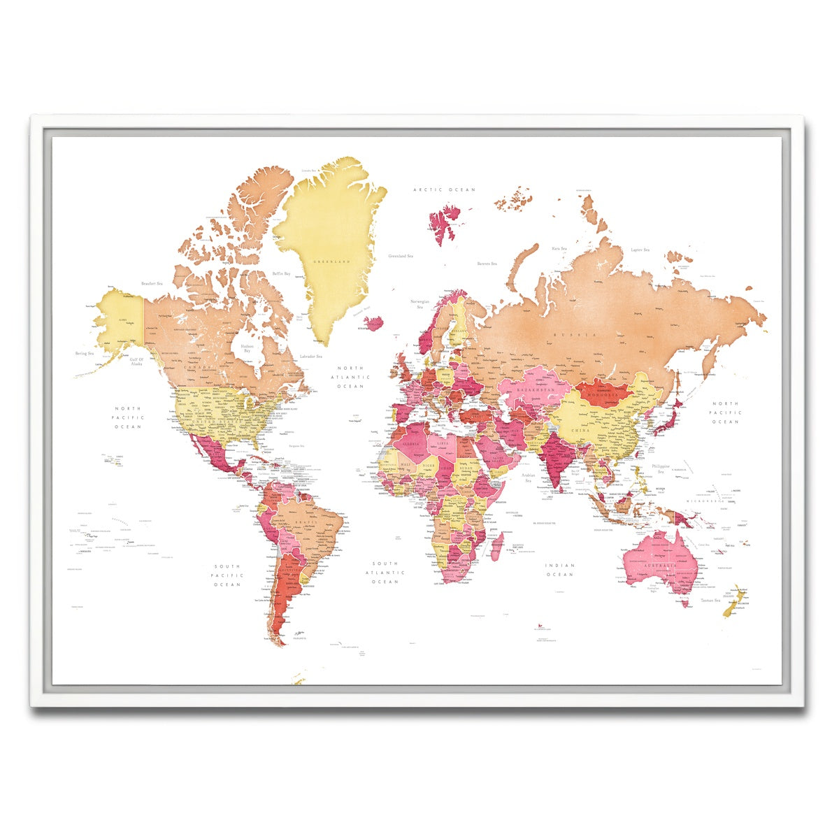AUTO-MOCKUP WHITE | World Map 19 | 1 Piece | White Framed Canvas | group=4x3