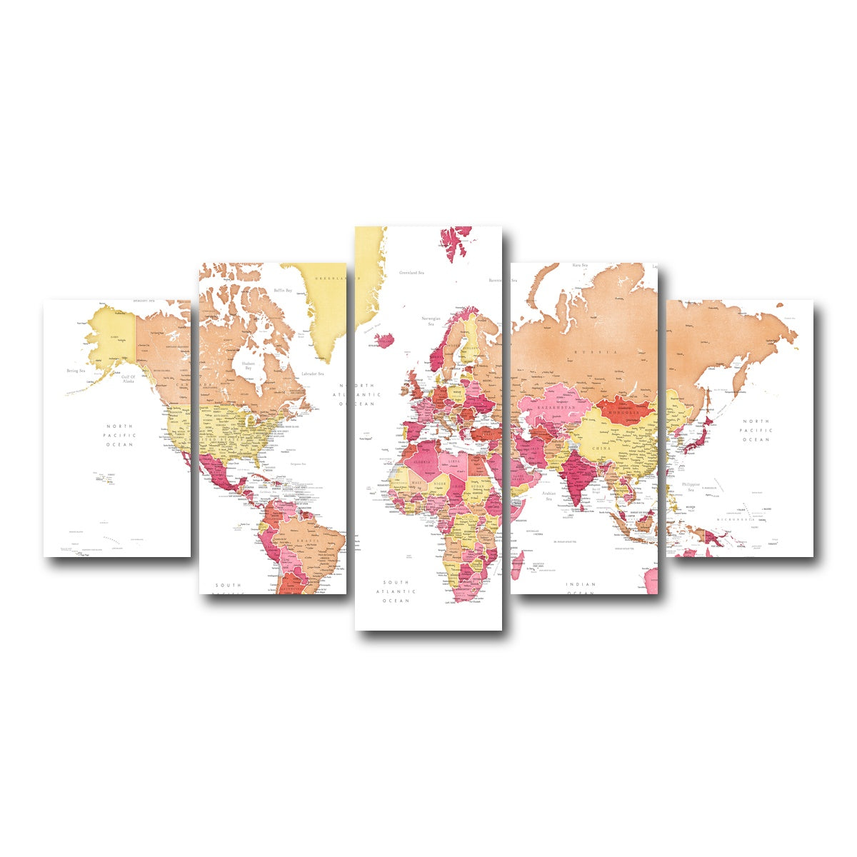 AUTO-MOCKUP WHITE | World Map 19 | 5 Piece | Gallery Wrap Canvas | group=5_normal