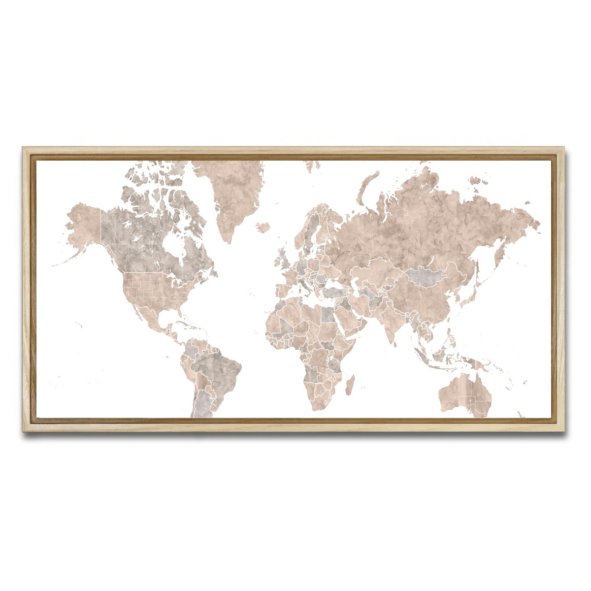 AUTO-MOCKUP WHITE | World Map 1 | 1 Piece | Natural Framed Canvas | group=2x1