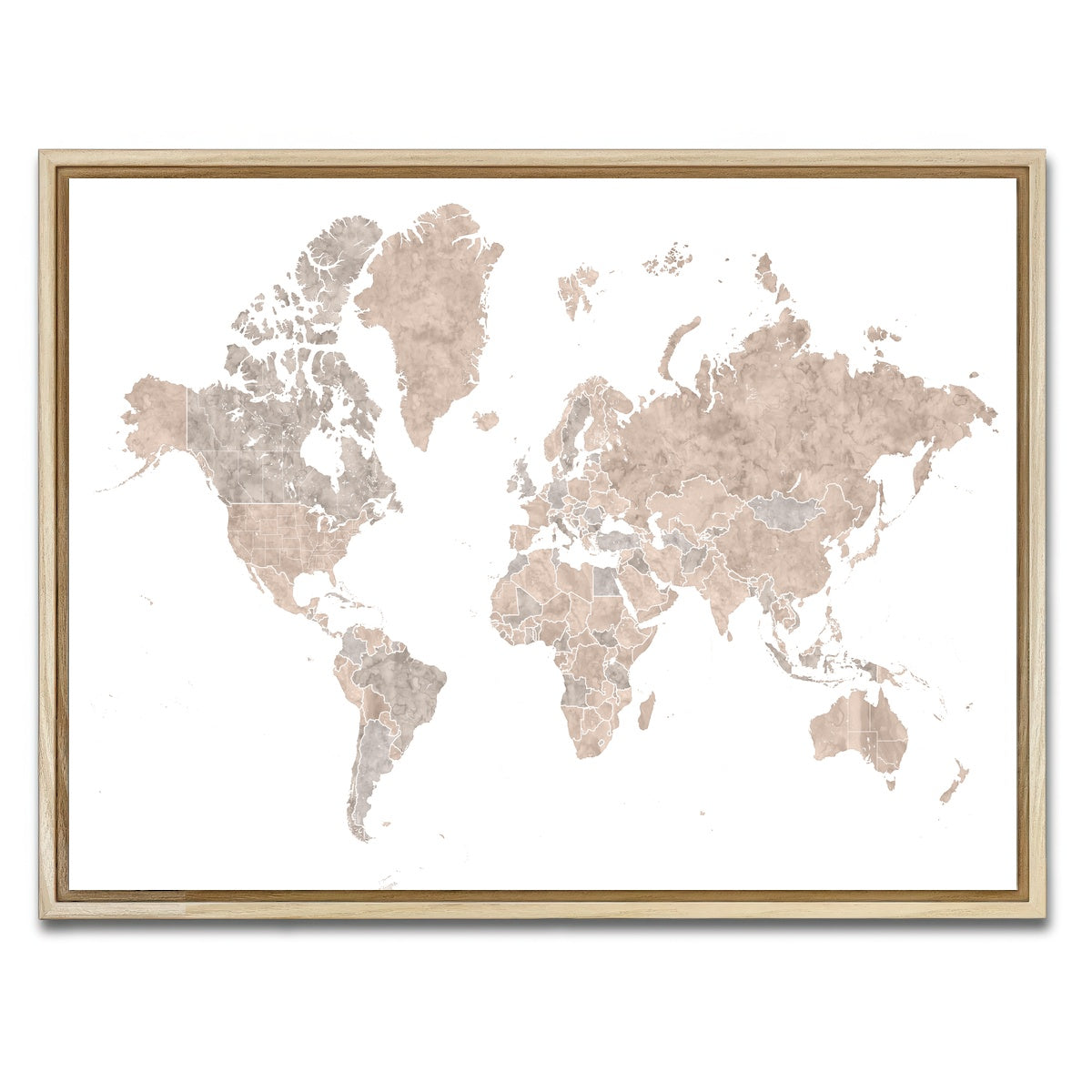 AUTO-MOCKUP WHITE | World Map 1 | 1 Piece | Natural Framed Canvas | group=4x3