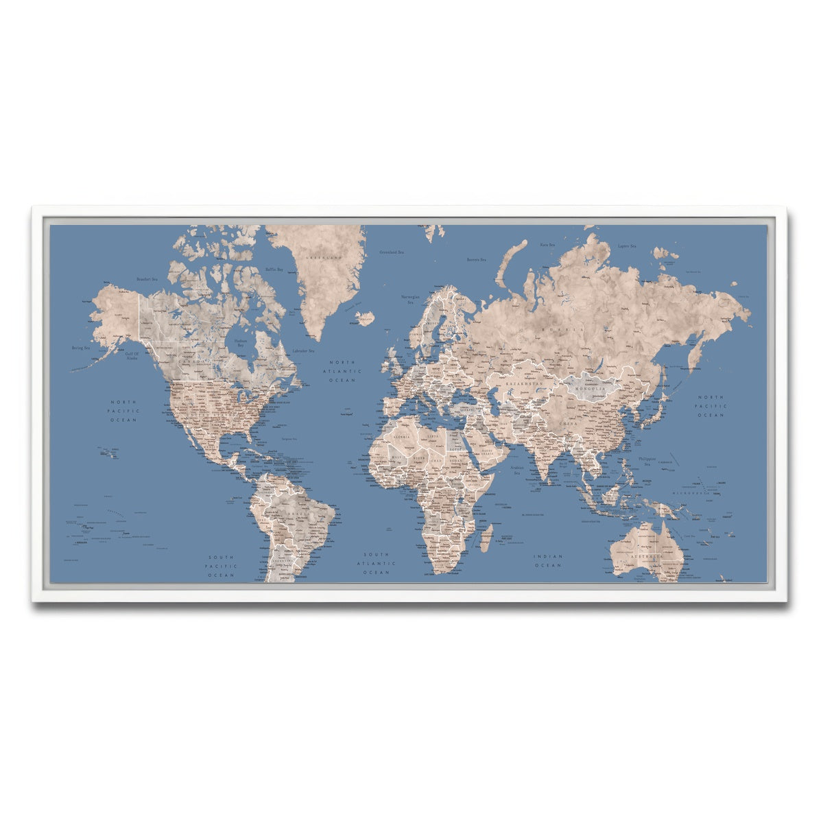AUTO-MOCKUP WHITE | World Map 20 | 1 Piece | White Framed Canvas | group=2x1