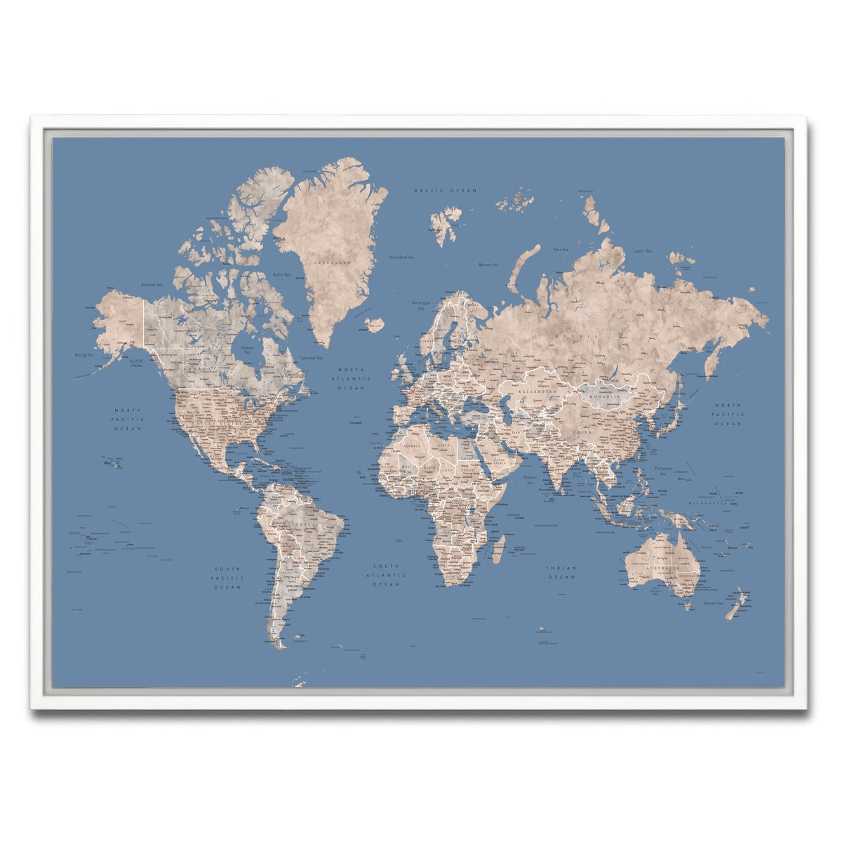 AUTO-MOCKUP WHITE | World Map 20 | 1 Piece | White Framed Canvas | group=4x3