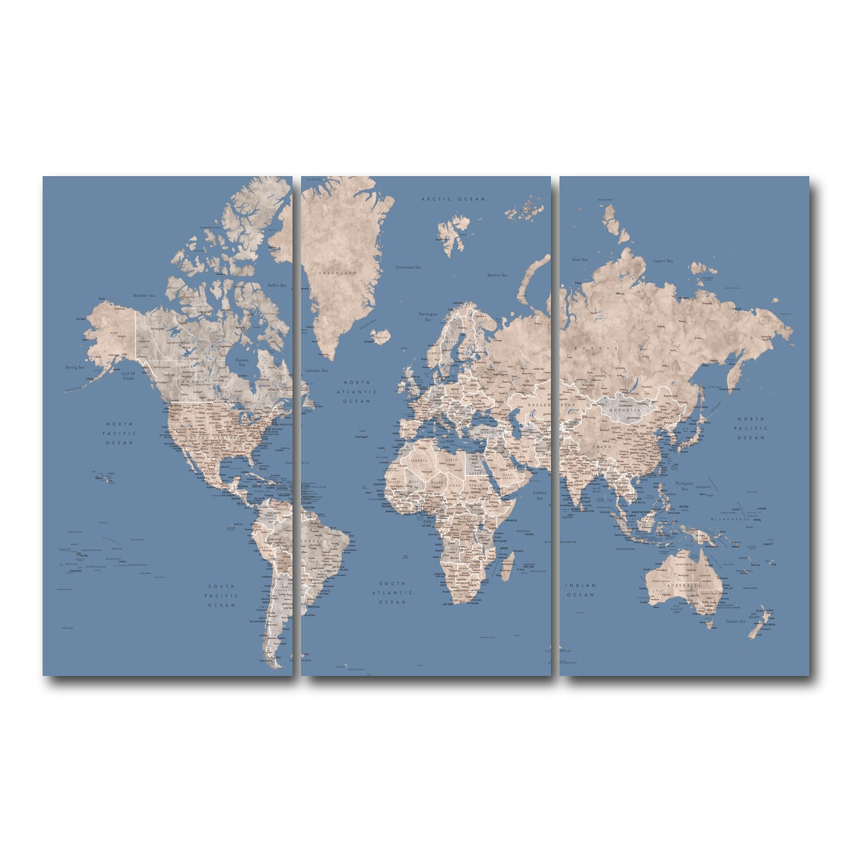 AUTO-MOCKUP WHITE | World Map 20 | 3 Piece | Gallery Wrap Canvas | group=12x24
