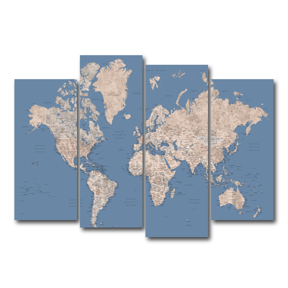 AUTO-MOCKUP WHITE | World Map 20 | 4 Piece | Gallery Wrap Canvas | group=4_normal