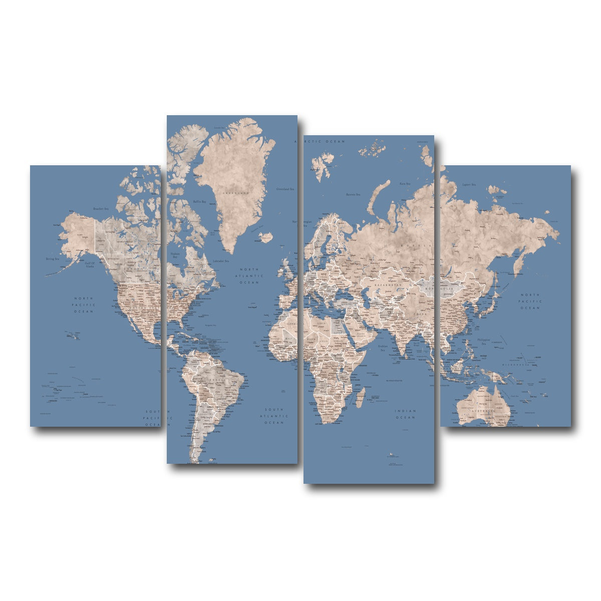 AUTO-MOCKUP WHITE | World Map 20 | 4 Piece | Gallery Wrap Canvas | group=4_short