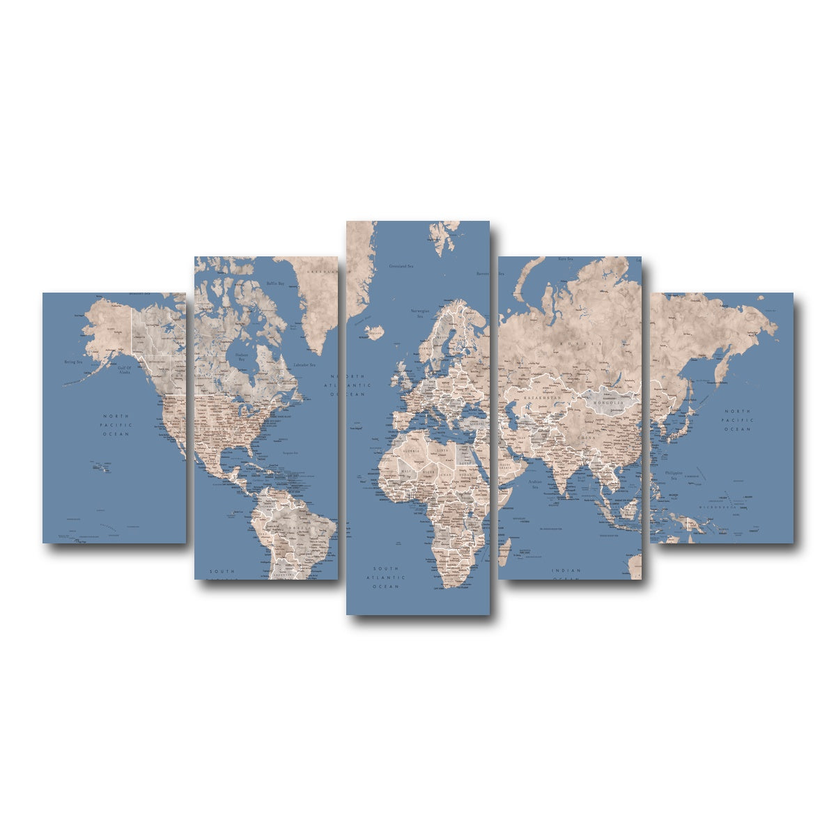 AUTO-MOCKUP WHITE | World Map 20 | 5 Piece | Gallery Wrap Canvas | group=5_normal