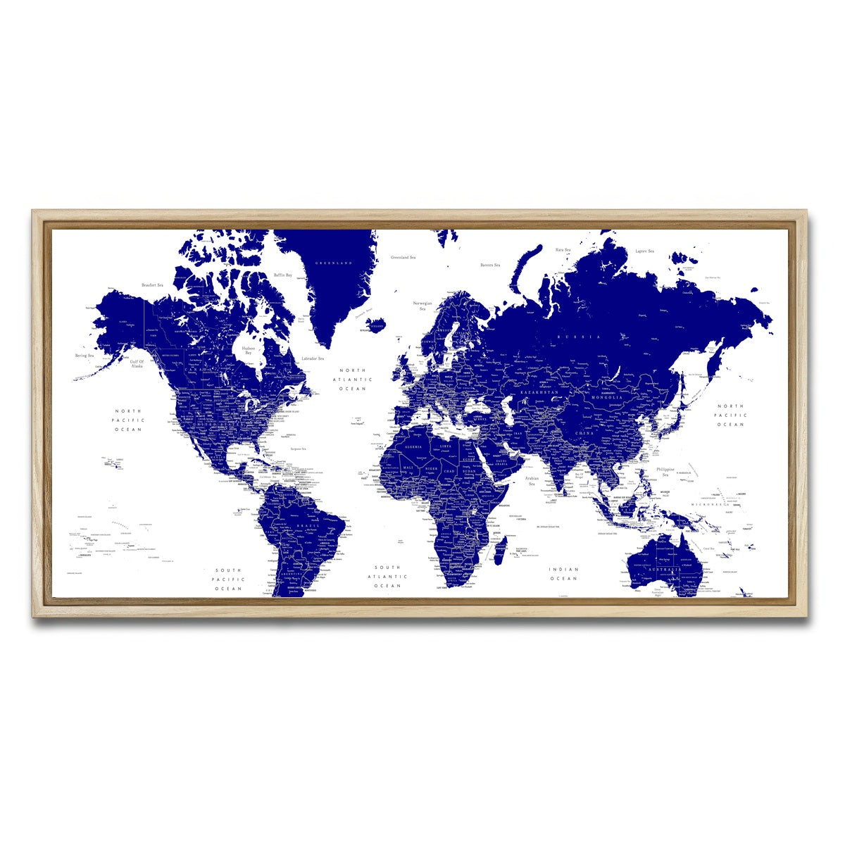AUTO-MOCKUP WHITE | World Map 21 | 1 Piece | Natural Framed Canvas | group=2x1