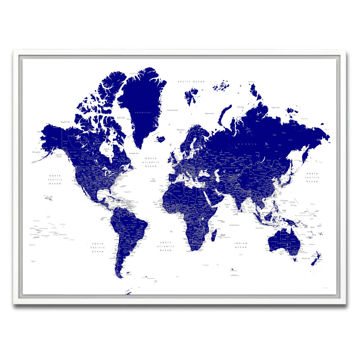 AUTO-MOCKUP WHITE | World Map 21 | 1 Piece | White Framed Canvas | group=4x3