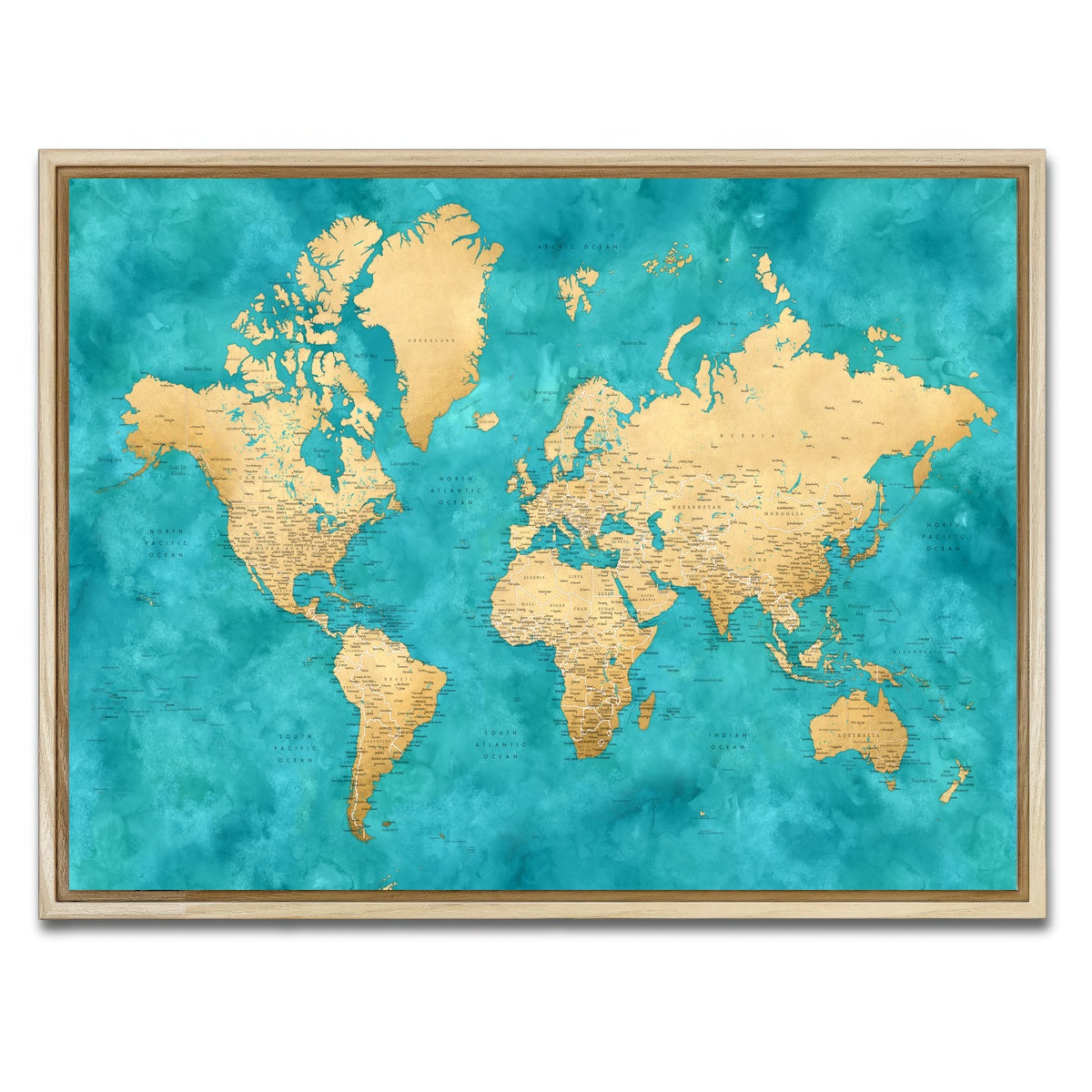 AUTO-MOCKUP WHITE | World Map 22 | 1 Piece | Natural Framed Canvas | group=4x3
