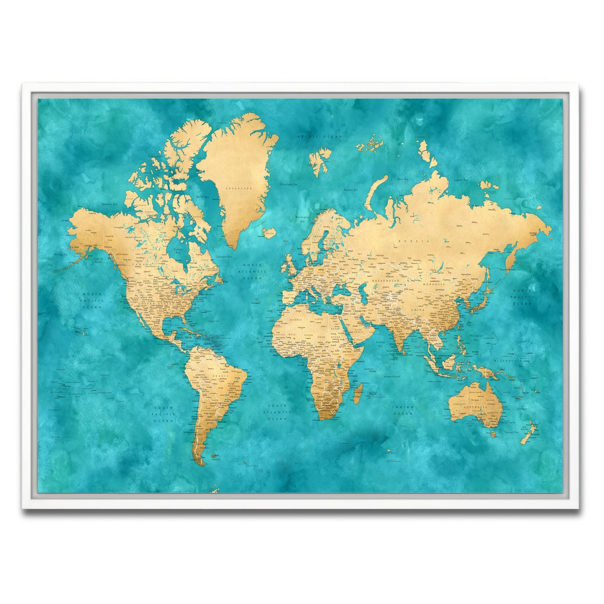 AUTO-MOCKUP WHITE | World Map 22 | 1 Piece | White Framed Canvas | group=4x3