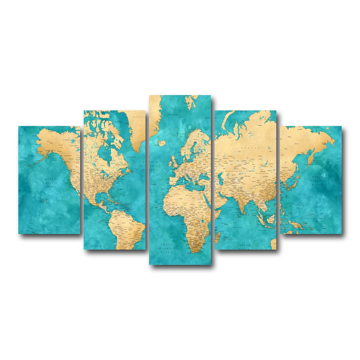 AUTO-MOCKUP WHITE | World Map 22 | 5 Piece | Gallery Wrap Canvas | group=5_normal