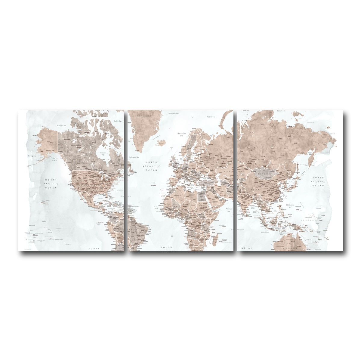 AUTO-MOCKUP WHITE | World Map 23 | 3 Piece | Gallery Wrap Canvas | group=18x24