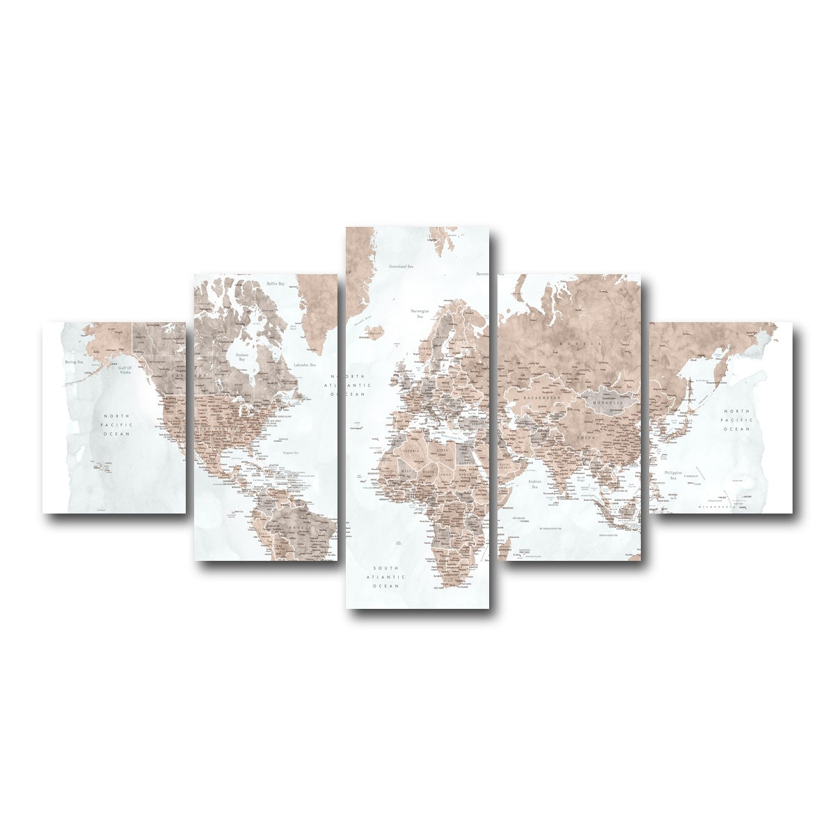 AUTO-MOCKUP WHITE | World Map 23 | 5 Piece | Gallery Wrap Canvas | group=5_short