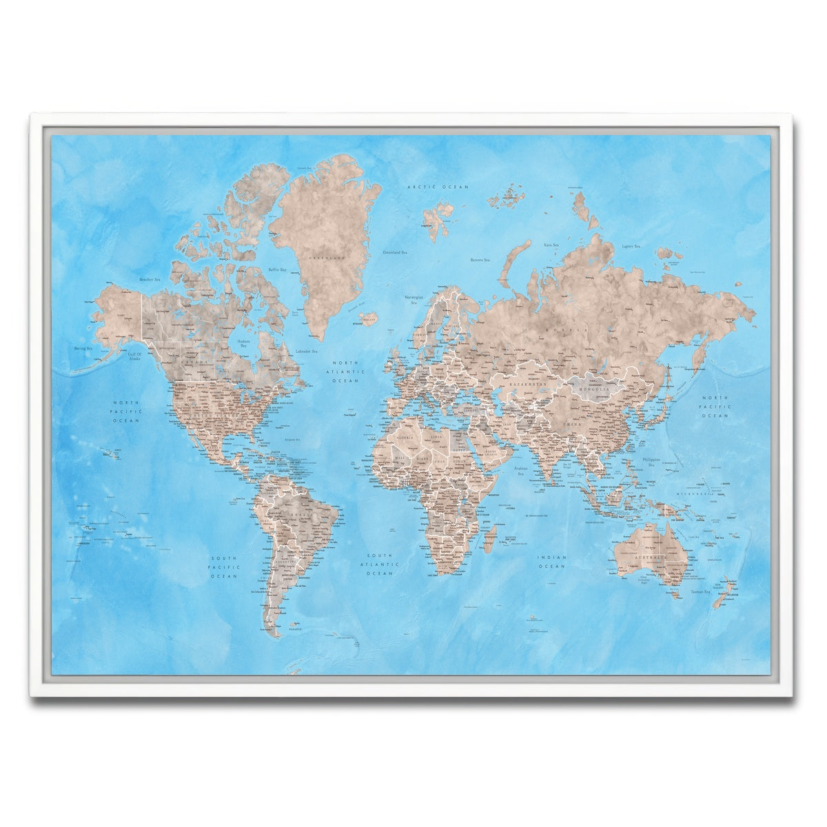 AUTO-MOCKUP WHITE | World Map 24 | 1 Piece | White Framed Canvas | group=4x3