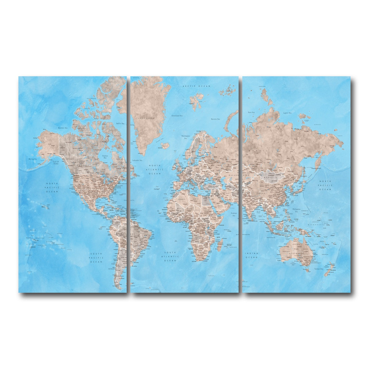 AUTO-MOCKUP WHITE | World Map 24 | 3 Piece | Gallery Wrap Canvas | group=12x24