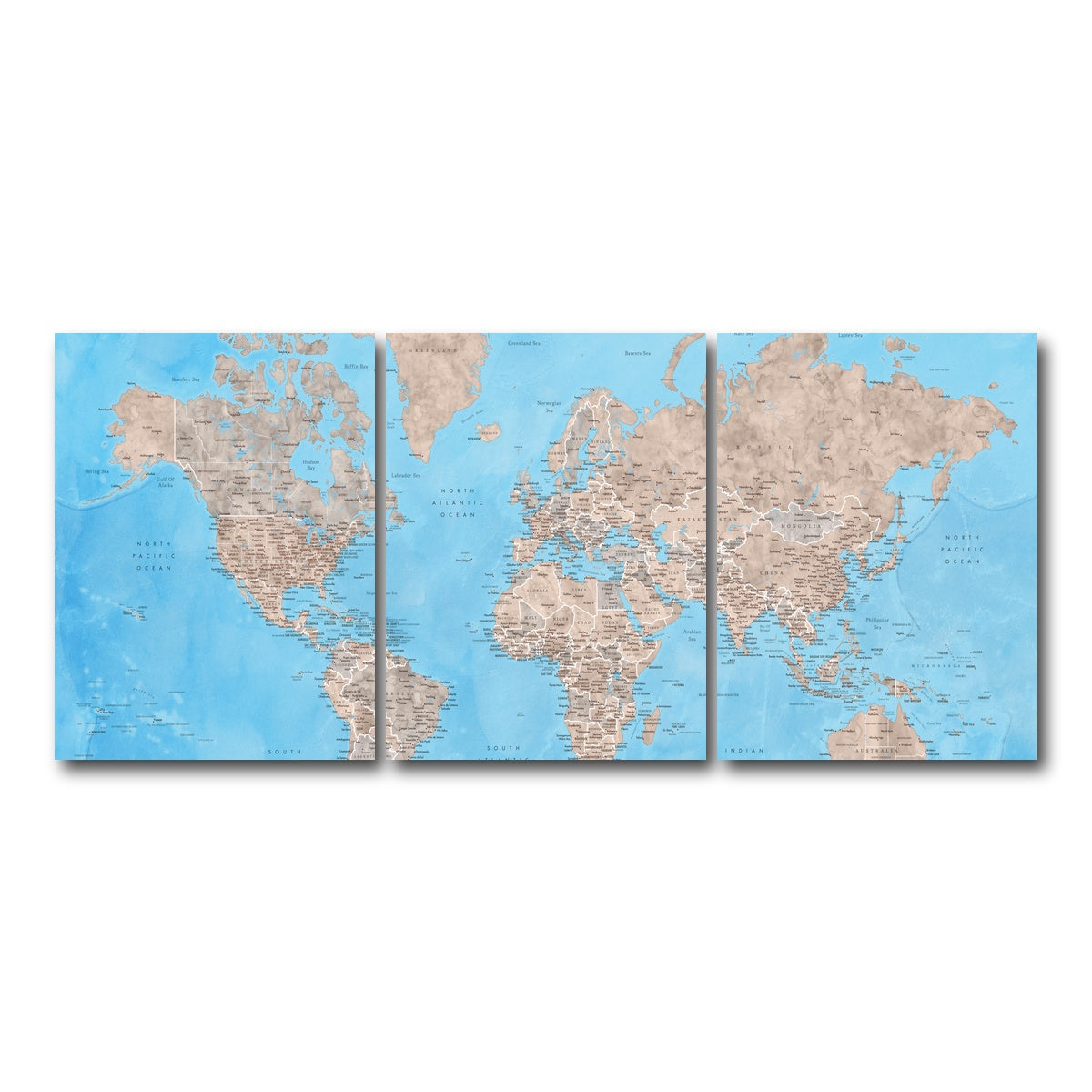 AUTO-MOCKUP WHITE | World Map 24 | 3 Piece | Gallery Wrap Canvas | group=18x24