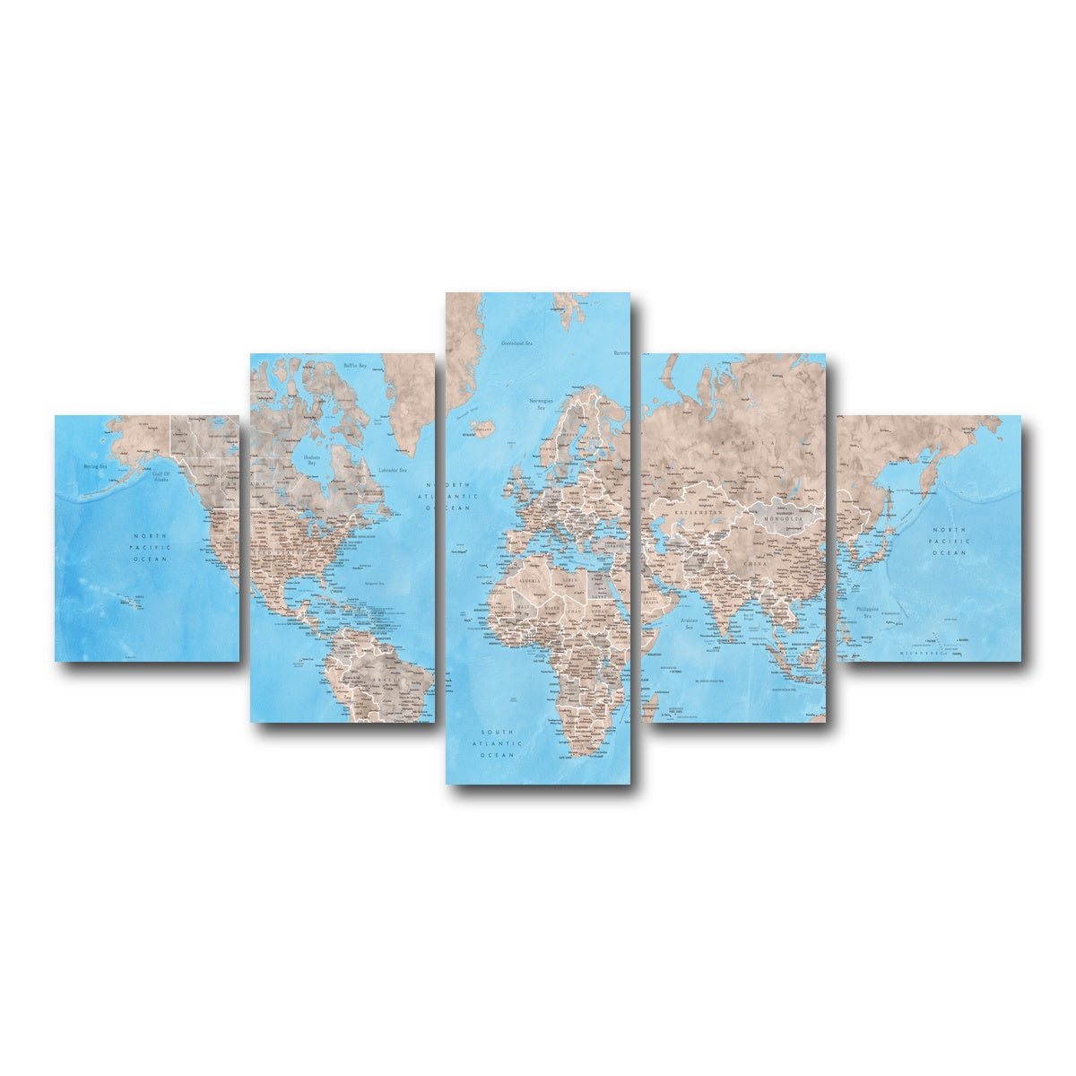 AUTO-MOCKUP WHITE | World Map 24 | 5 Piece | Gallery Wrap Canvas | group=5_short