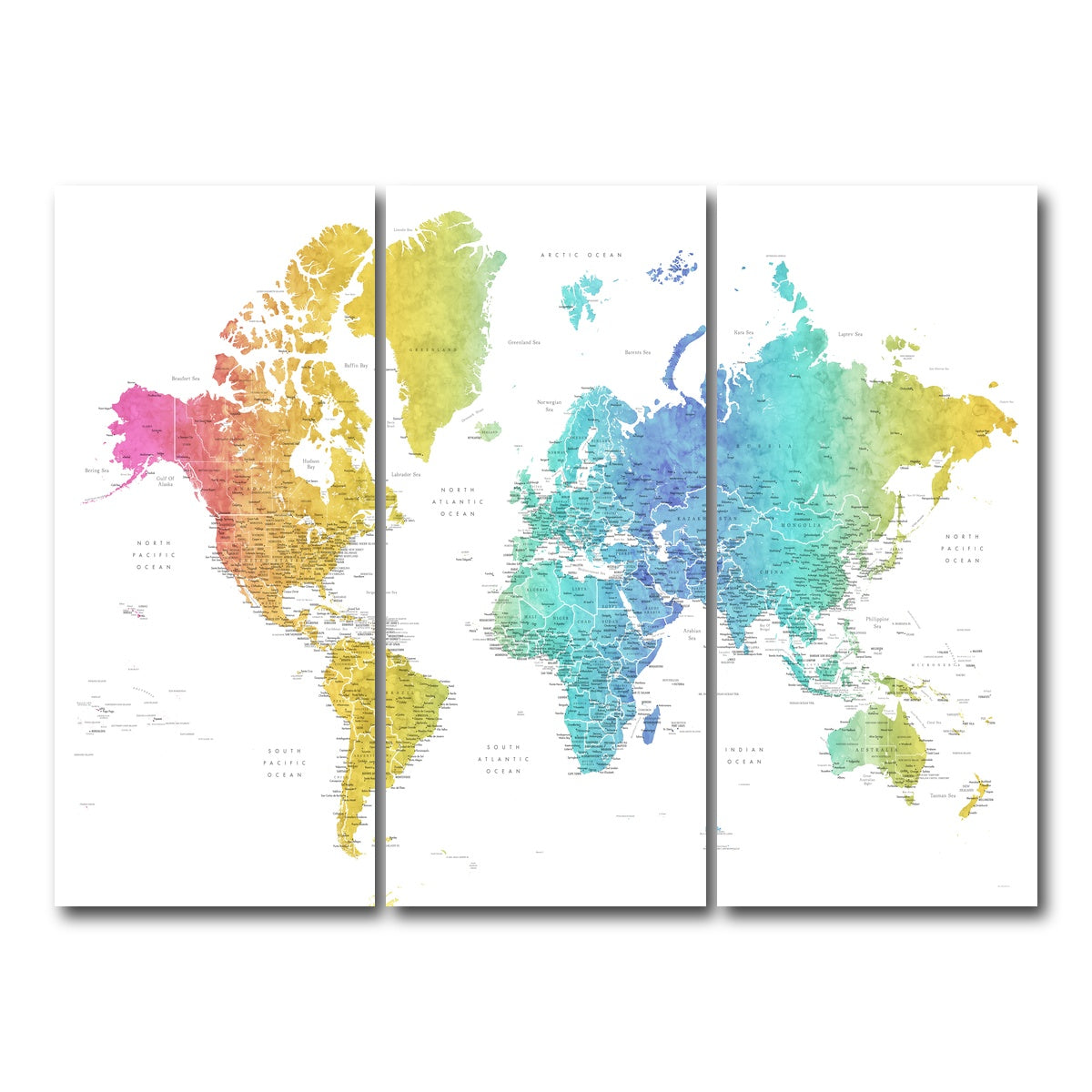 AUTO-MOCKUP WHITE | World Map 25 | 3 Piece | Gallery Wrap Canvas | group=8x18