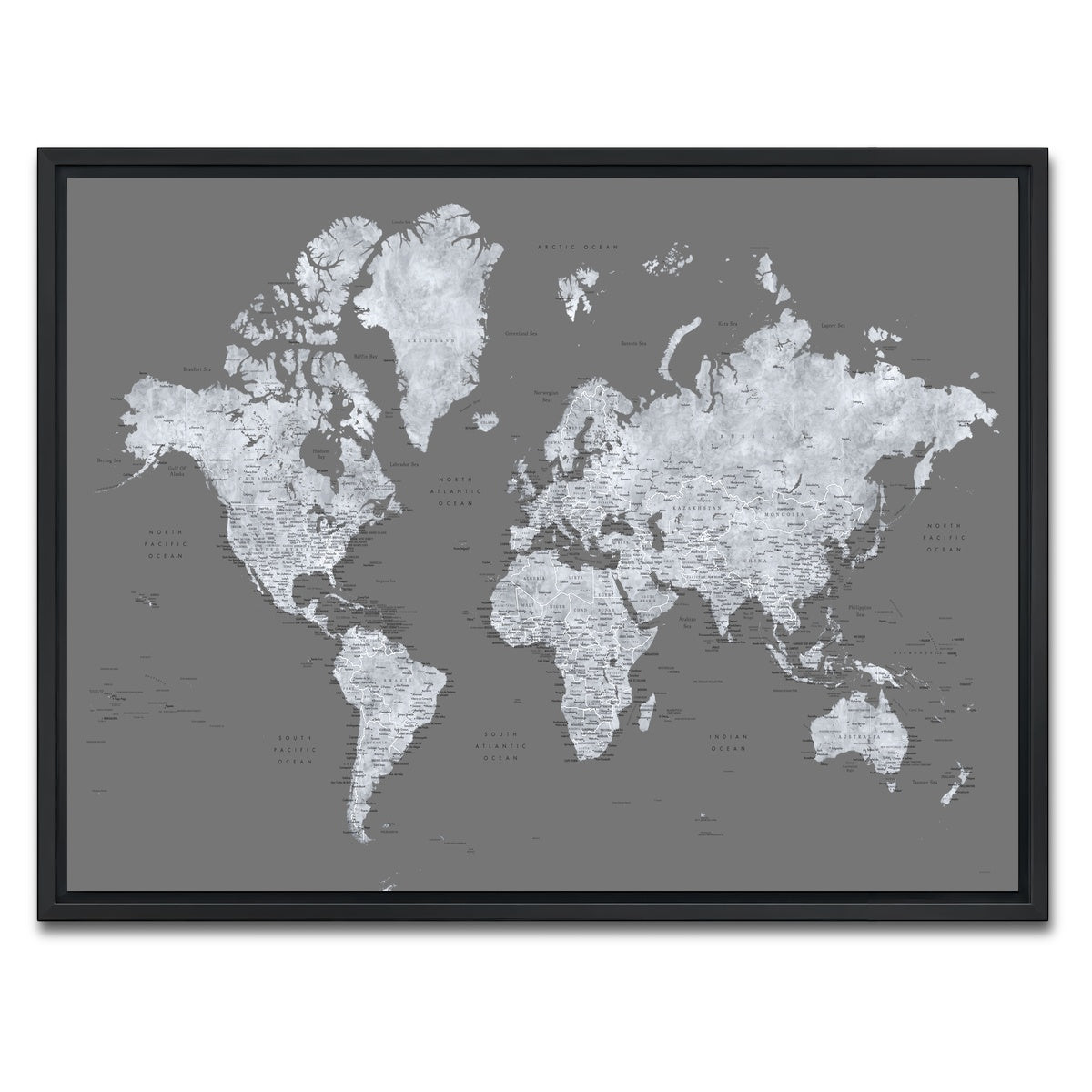 AUTO-MOCKUP WHITE | World Map 26 | 1 Piece | Black Framed Canvas | group=4x3