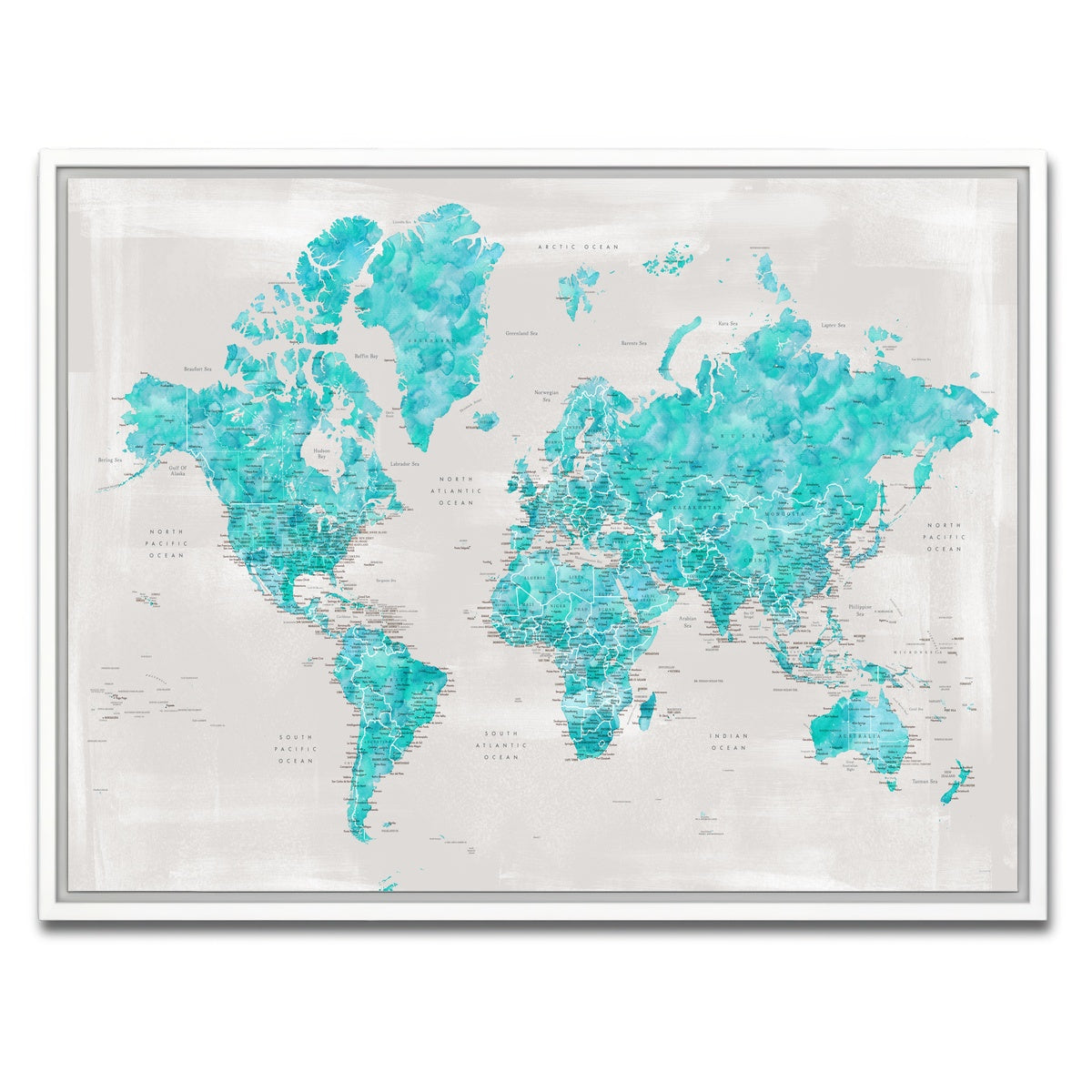 AUTO-MOCKUP WHITE | World Map 27 | 1 Piece | White Framed Canvas | group=4x3