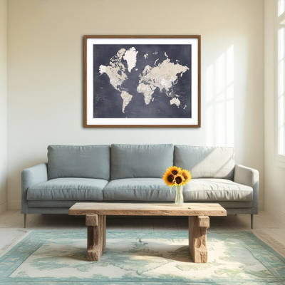 AUTO-MOCKUP ROOM | World Map 28 Wall Art
